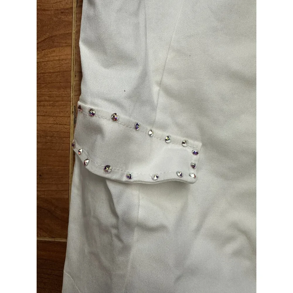 Pre-Owned Dance Costume Weissman 11352 XL Child White Jacket Jazz Sequin